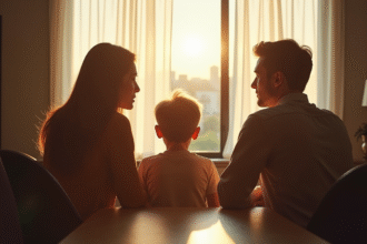 Famille en médiation familiale dans un bureau moderne