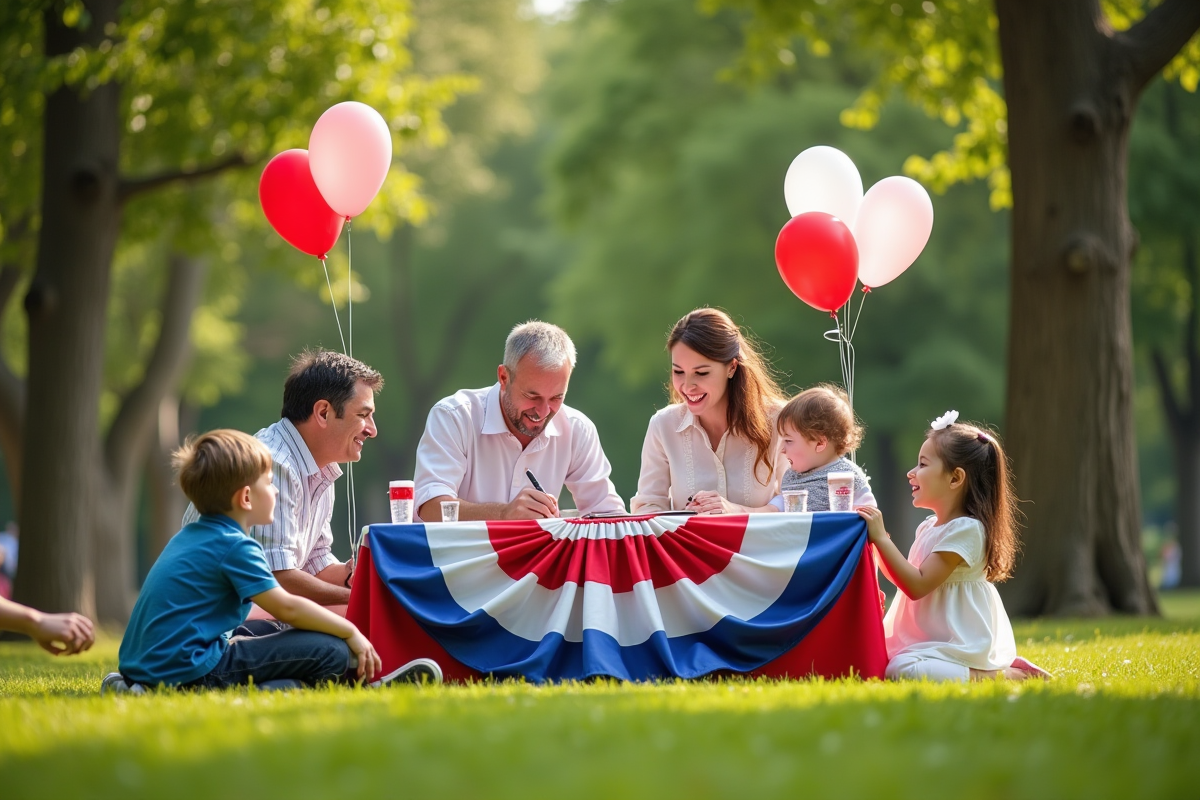 Cérémonie républicaine en plein air avec famille et enfants