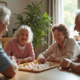 Famille multigenerational jouant à un jeu de société en famille