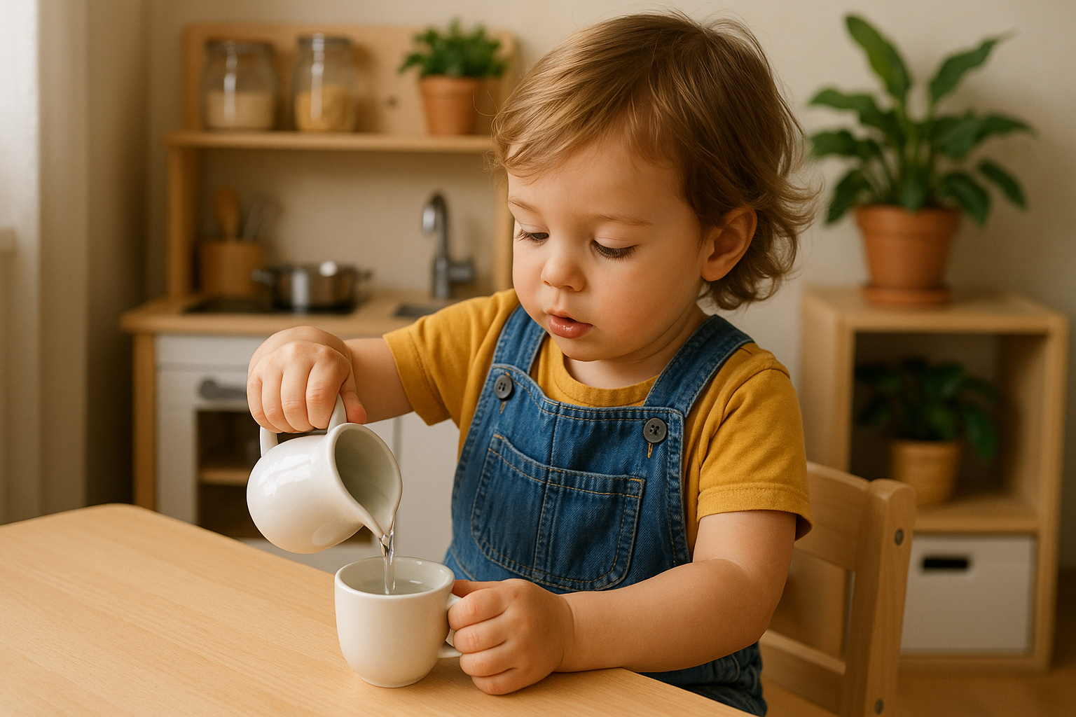 Jeune enfant versant de l