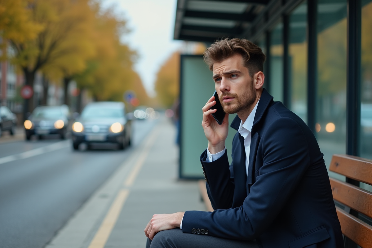 Jeune homme au téléphone à l