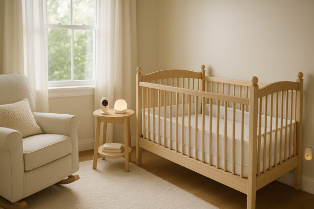 Chambre de bébé hyperréaliste lumineuse et accueillante