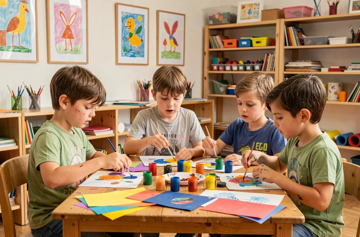 Enfants participant à un atelier créatif d'anniversaire à La Petite Académie à Toulouse