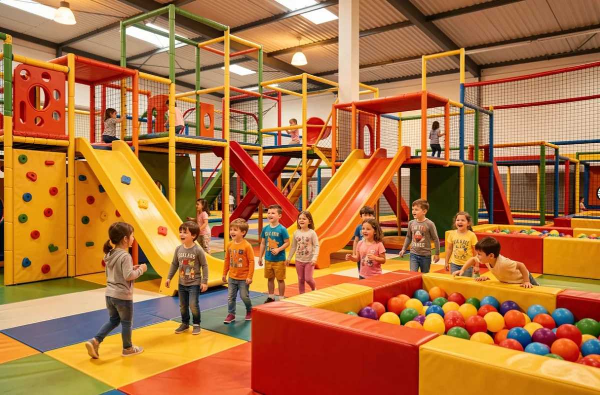 Enfants jouant dans le parc de jeux intérieur Royal Kids à Carcassonne